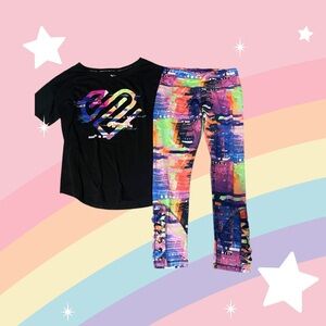Justice Colorful Graphic Tee and Leggings Set